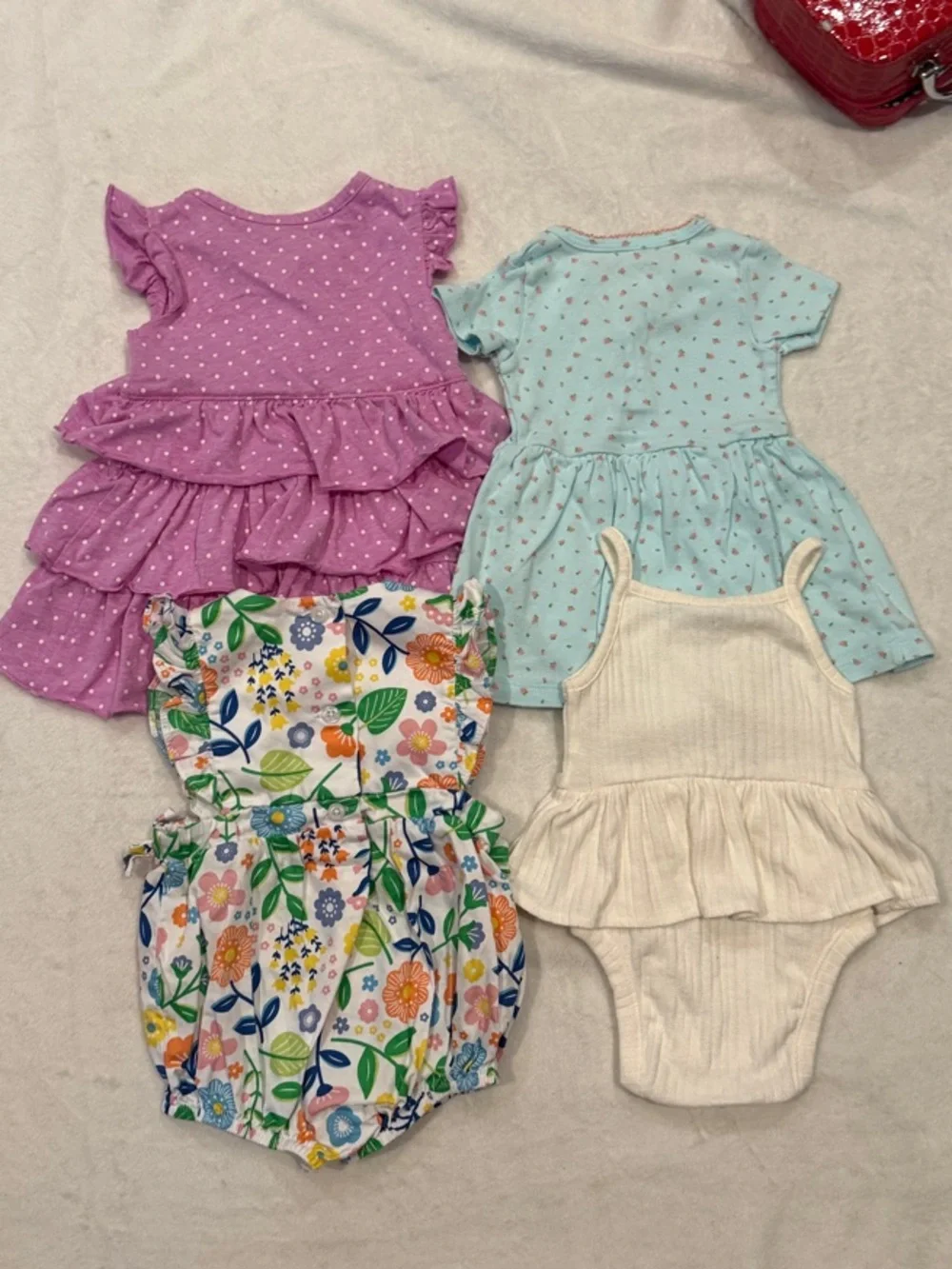 Baby Girl Ruffle One-Piece Set Rompers- Purple, Aqua, Floral, Cream